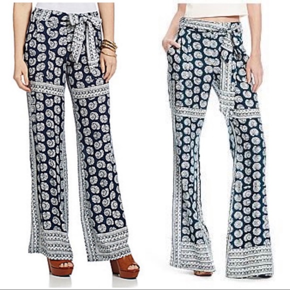 Nordstrom Jessica Simpson Tie Front Soft Woven Boho Wide Leg Flare Pants - Picture 3 of 5